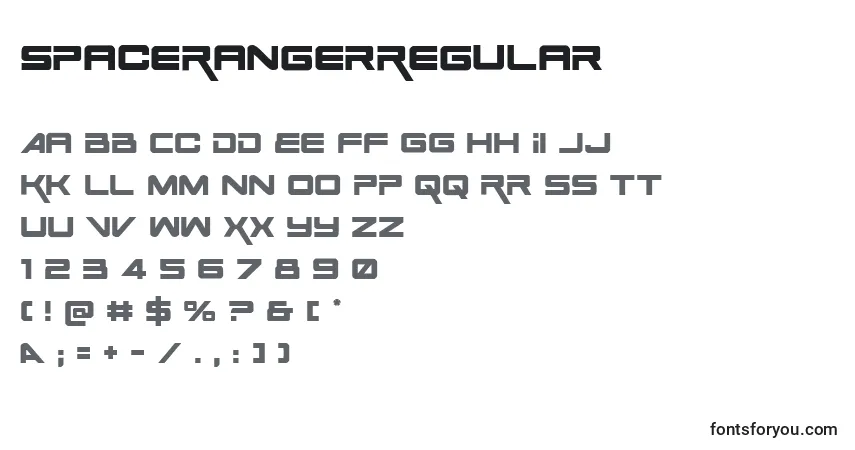 Schriftart SpaceRangerRegular – Alphabet, Zahlen, spezielle Symbole