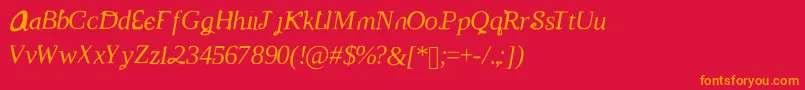 フォントOstrichHand – 赤い背景にオレンジの文字