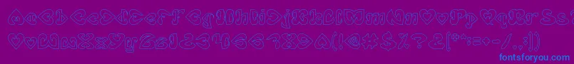 EternalLoveHollow Font – Blue Fonts on Purple Background