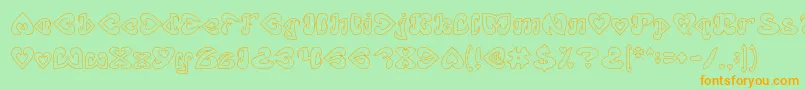EternalLoveHollow Font – Orange Fonts on Green Background