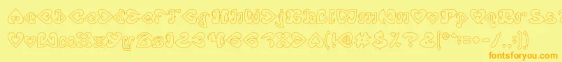 EternalLoveHollow Font – Orange Fonts on Yellow Background
