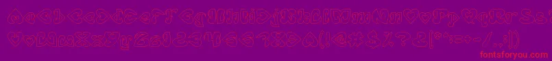 EternalLoveHollow Font – Red Fonts on Purple Background