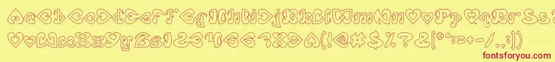 EternalLoveHollow Font – Red Fonts on Yellow Background