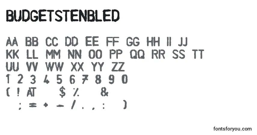 Шрифт BudgetstenBled – алфавит, цифры, специальные символы