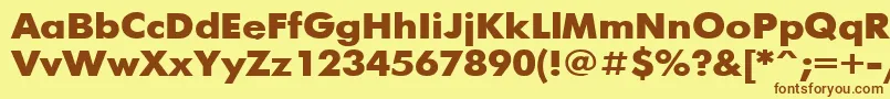 FuturisBold110b-Schriftart – Braune Schriften auf gelbem Hintergrund