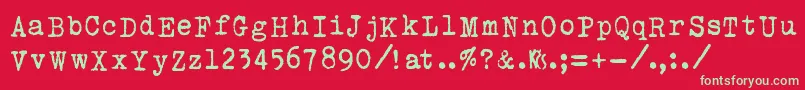 フォントUraniaCzech – 赤い背景に緑の文字