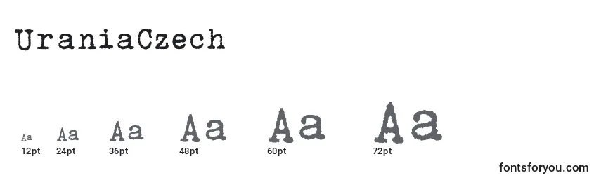 Размеры шрифта UraniaCzech