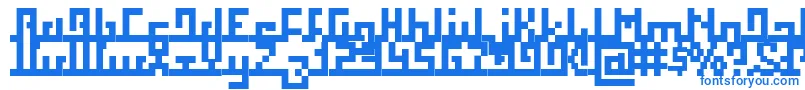 Squab-Schriftart – Blaue Schriften auf weißem Hintergrund