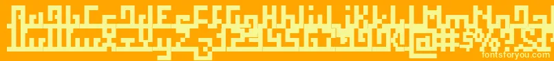 Squab-Schriftart – Gelbe Schriften auf orangefarbenem Hintergrund