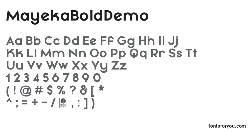 Schriftart MayekaBoldDemo – Alphabet, Zahlen, spezielle Symbole