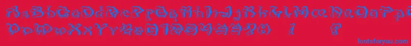 フォントMondrongoTrash – 赤い背景に青い文字