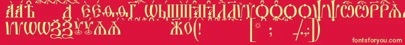 IrmologionCapsKucs Font – Yellow Fonts on Red Background