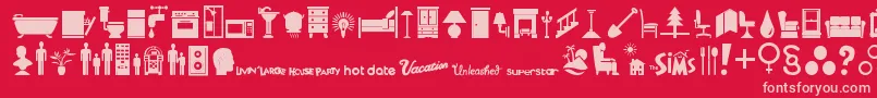 Simbats Font – Pink Fonts on Red Background