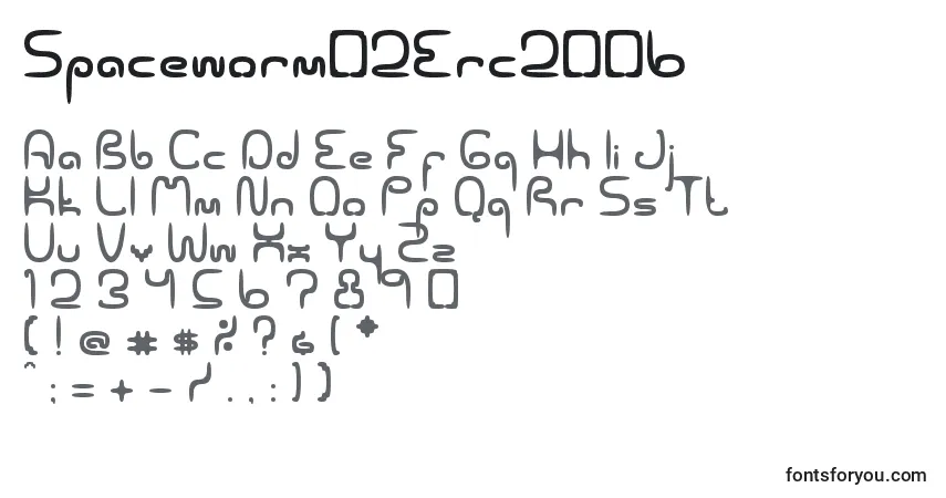 Czcionka Spaceworm02Erc2006 – alfabet, cyfry, specjalne znaki