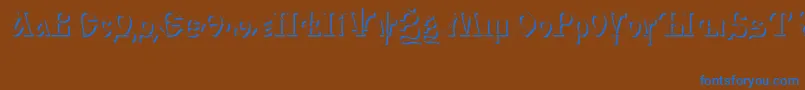 フォントIzhitsashadowcttRegular – 茶色の背景に青い文字