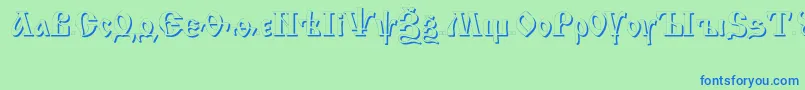 Шрифт IzhitsashadowcttRegular – синие шрифты на зелёном фоне