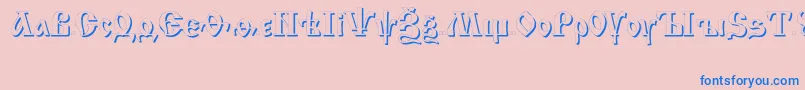 フォントIzhitsashadowcttRegular – ピンクの背景に青い文字
