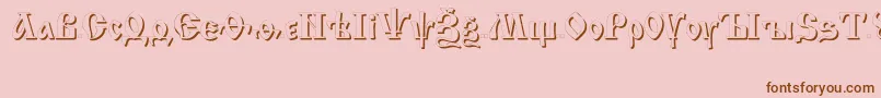 フォントIzhitsashadowcttRegular – ピンクの背景に茶色のフォント