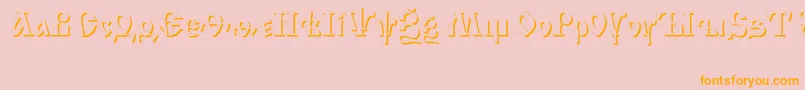 IzhitsashadowcttRegular-Schriftart – Orangefarbene Schriften auf rosa Hintergrund