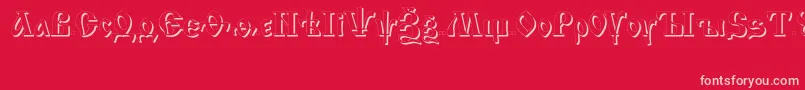フォントIzhitsashadowcttRegular – 赤い背景にピンクのフォント