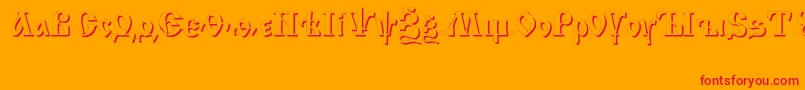 フォントIzhitsashadowcttRegular – オレンジの背景に赤い文字