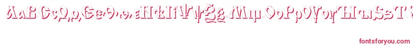フォントIzhitsashadowcttRegular – 白い背景に赤い文字