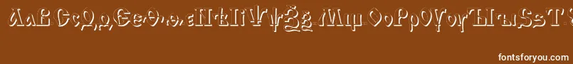 IzhitsashadowcttRegular-Schriftart – Weiße Schriften auf braunem Hintergrund