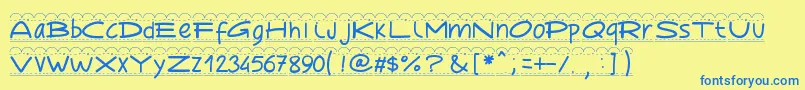 Pwbroderie Font – Blue Fonts on Yellow Background