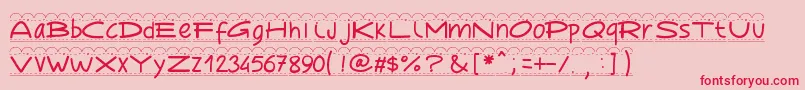 Pwbroderie Font – Red Fonts on Pink Background