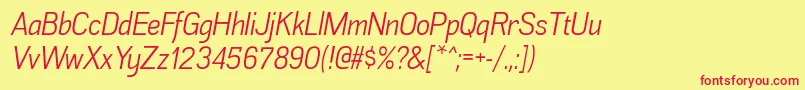 AkazanbkItalic Font – Red Fonts on Yellow Background