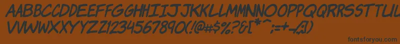 Czcionka Komikji – czarne czcionki na brązowym tle