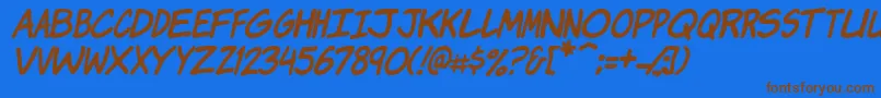 Komikji Font – Brown Fonts on Blue Background