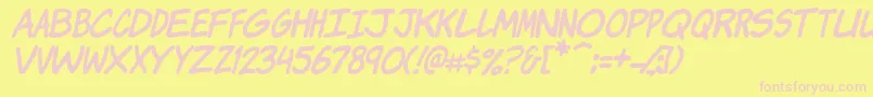 Komikji Font – Pink Fonts on Yellow Background