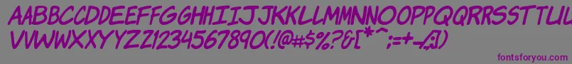 Komikji-fontti – violetit fontit harmaalla taustalla