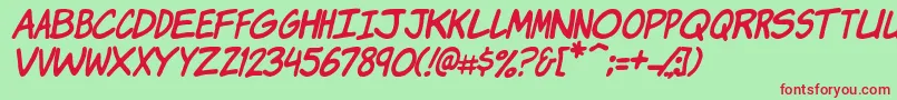 Komikji Font – Red Fonts on Green Background