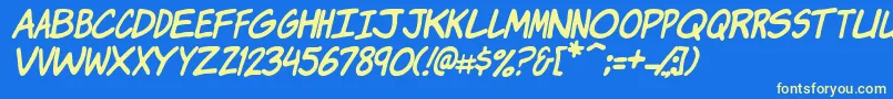 Komikji Font – Yellow Fonts on Blue Background