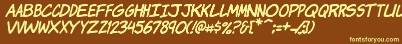 Komikji-fontti – keltaiset fontit ruskealla taustalla
