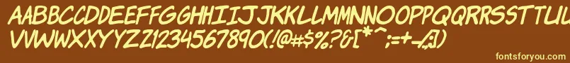 Komikji Font – Yellow Fonts on Brown Background