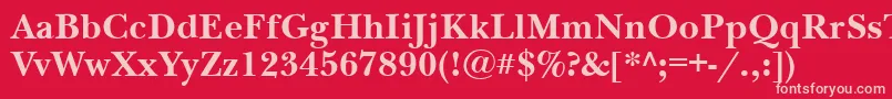 NewbaskervillecttBold-Schriftart – Rosa Schriften auf rotem Hintergrund