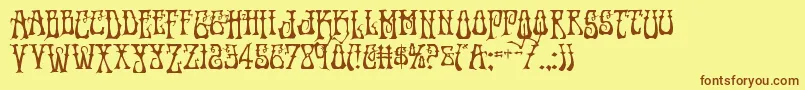 Instantzendrop-Schriftart – Braune Schriften auf gelbem Hintergrund