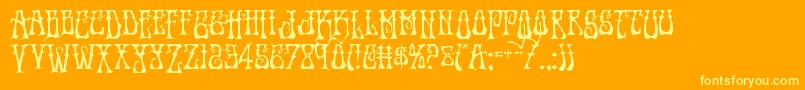 Instantzendrop-Schriftart – Gelbe Schriften auf orangefarbenem Hintergrund