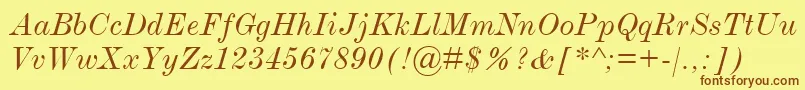 ModernmtExtendedItalic Font – Brown Fonts on Yellow Background