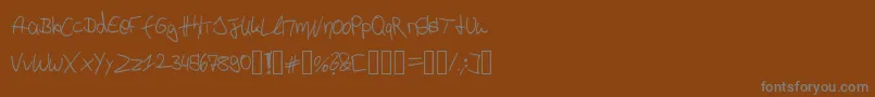 Weitere Informationen zur P4r4d0xH4ndwr1tt3n-Schriftart P4r4d0xH4ndwr1tt3n-Schriftart – Graue Schriften auf braunem Hintergrund
