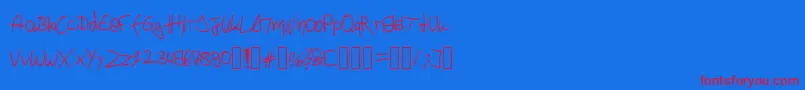 P4r4d0xH4ndwr1tt3n-Schriftart – Rote Schriften auf blauem Hintergrund