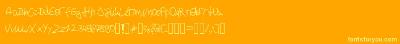 P4r4d0xH4ndwr1tt3n-Schriftart – Gelbe Schriften auf orangefarbenem Hintergrund