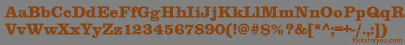 フォントClarendontextbol – 茶色の文字が灰色の背景にあります。