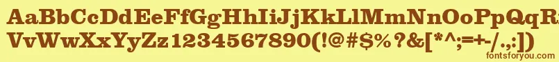 Clarendontextbol Font – Brown Fonts on Yellow Background