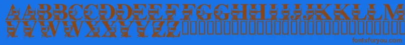 LmsLightsCameraAction Font – Brown Fonts on Blue Background