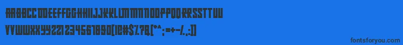 RussianDollmaker-Schriftart – Schwarze Schriften auf blauem Hintergrund