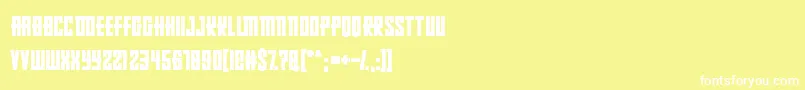 RussianDollmaker-fontti – valkoiset fontit keltaisella taustalla